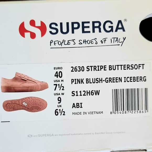 SUPERGA 2630 Stripe Buttersoft Shoes in Pink Blush-Green Iceberg - Picture 15 of 15